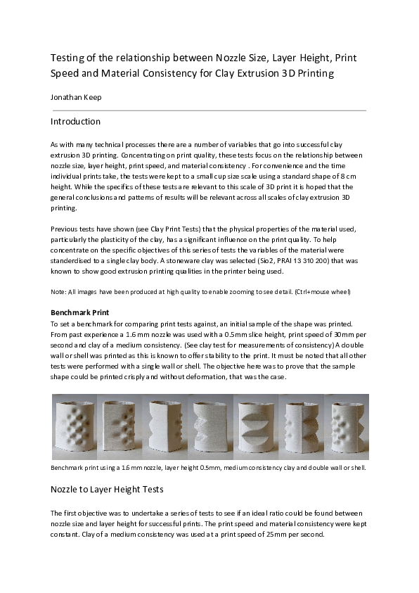 (PDF) Testing of the relationship between Nozzle Size, Layer Height