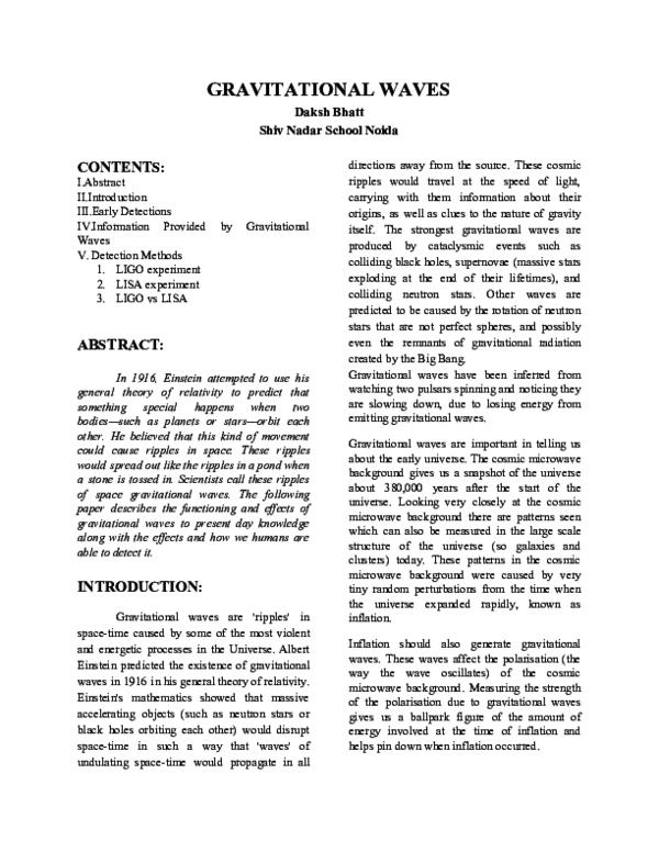(PDF) Gravitational Waves and More About Them.