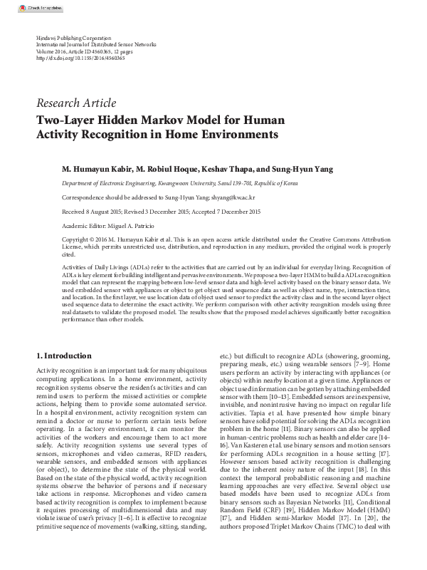 (PDF) Two-Layer Hidden Markov Model for Human Activity Recognition in ...