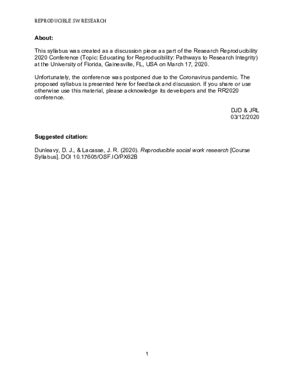 (DOC) Reproducible Social Work Research