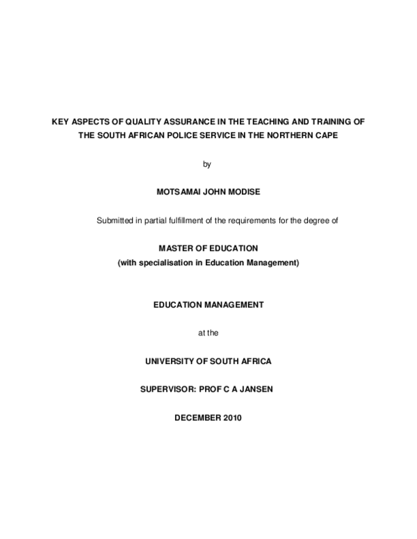(PDF) KEY ASPECTS OF QUALITY ASSURANCE IN THE TEACHING AND TRAINING OF