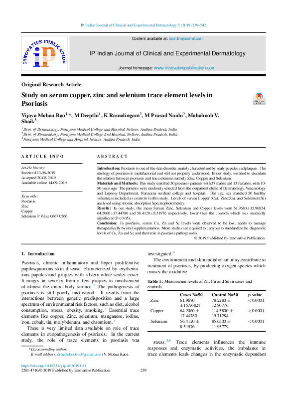 (PDF) Study on serum copper, zinc and selenium trace element levels in ...