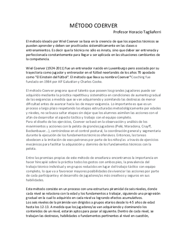 (DOC) MÉTODO COERVER (H. TAGLIAFERRI)