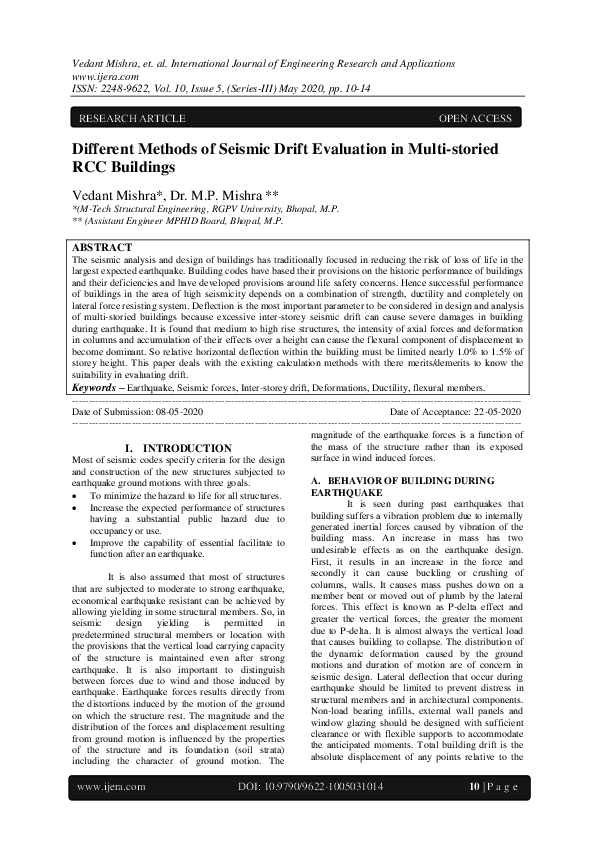 (PDF) Different Methods of Seismic Drift Evaluation in Multi-storied ...
