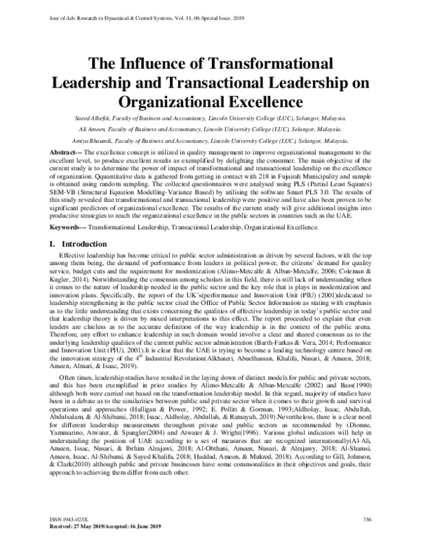 (PDF) The Influence of Transformational Leadership and Transactional