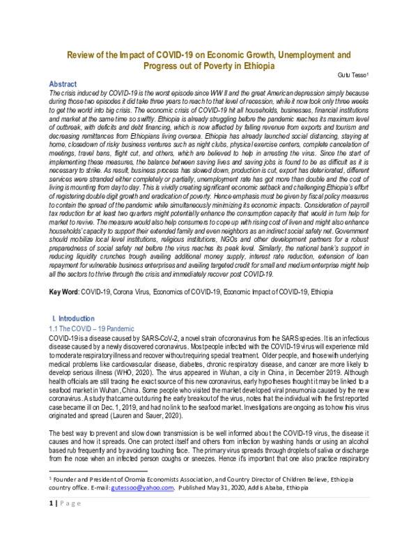 (PDF) Review of the Impact of COVID-19 on Economic Growth, Unemployment ...