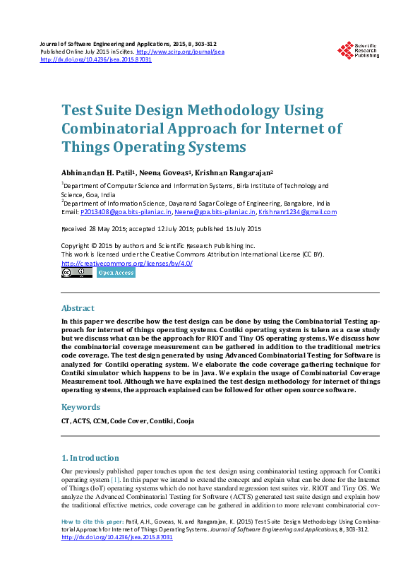 (PDF) Test Suite Design Methodology Using Combina-torial Approach for ...