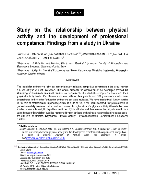 (PDF) Study on the relationship between physical activity and the ...
