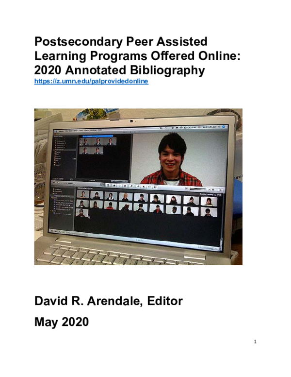 (PDF) Postsecondary peer assisted learning programs offered online ...
