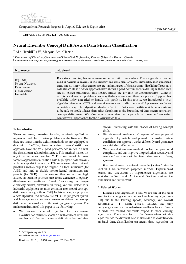 (PDF) Neural Ensemble Concept Drift Aware Data Stream Classification