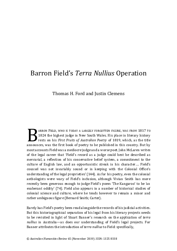 (PDF) Barron Field's Terra Nullius Operation