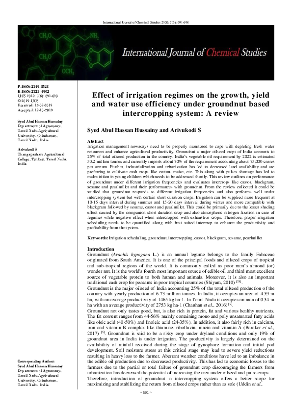 (PDF) Effect of irrigation regimes on the growth, yield and water use ...