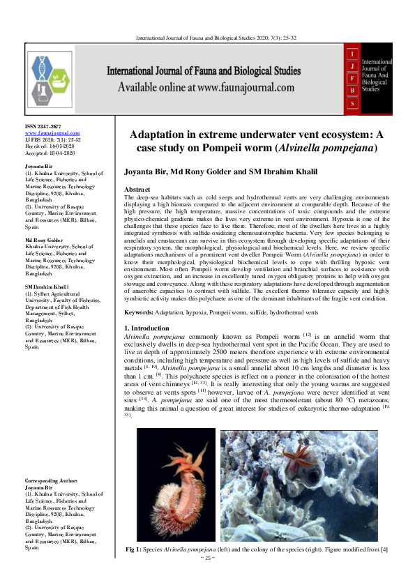 (PDF) Adaptation in extreme underwater vent ecosystem: A case study on ...