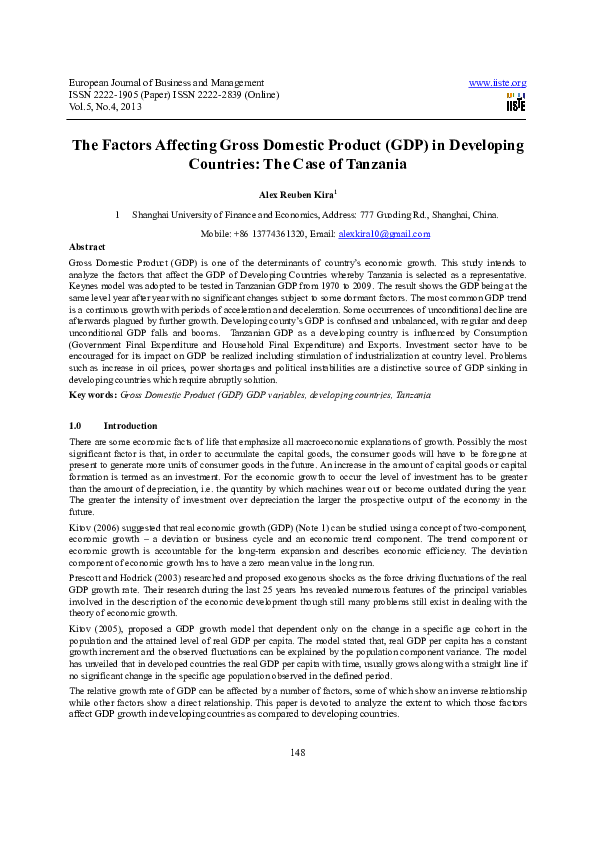 (PDF) The Factors Affecting Gross Domestic Product (GDP) in Developing ...