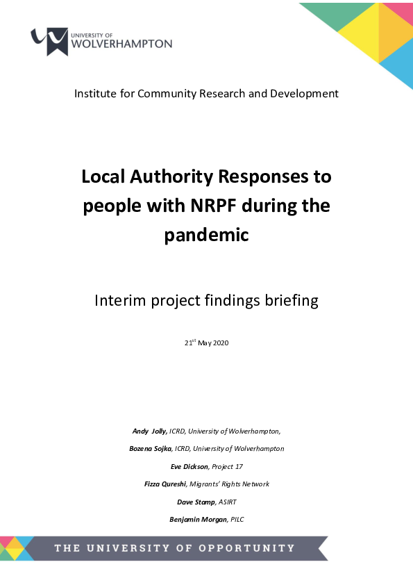 (PDF) Local Authority Responses to people with NRPF during the pandemic