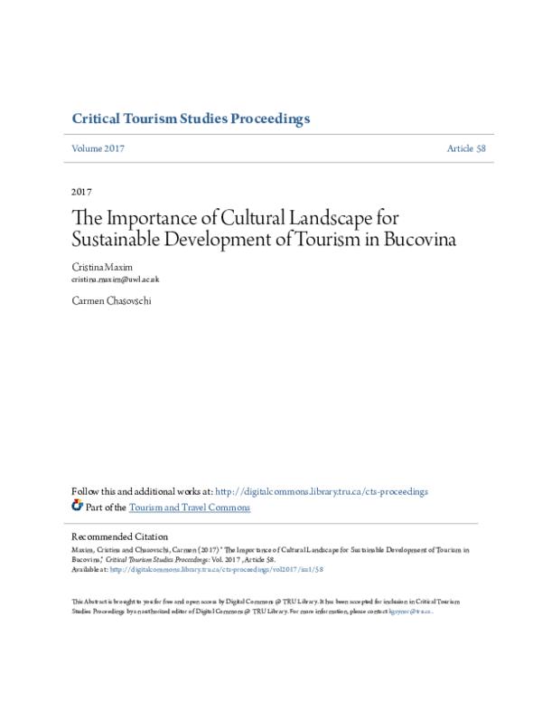 (PDF) The Importance of Cultural Landscape for Sustainable Development ...