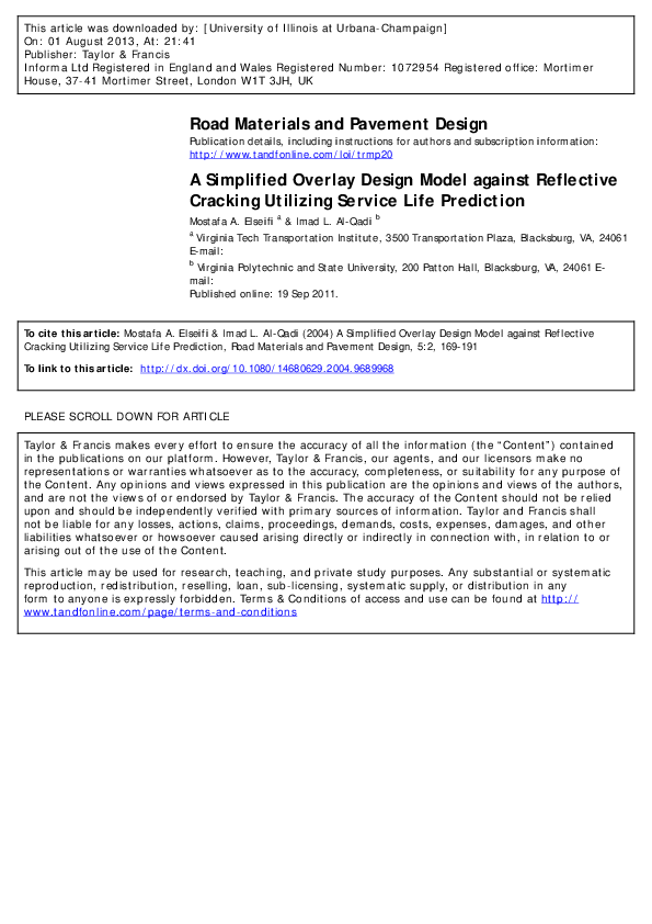 (PDF) Road Materials and Pavement Design A Simplified Overlay Design
