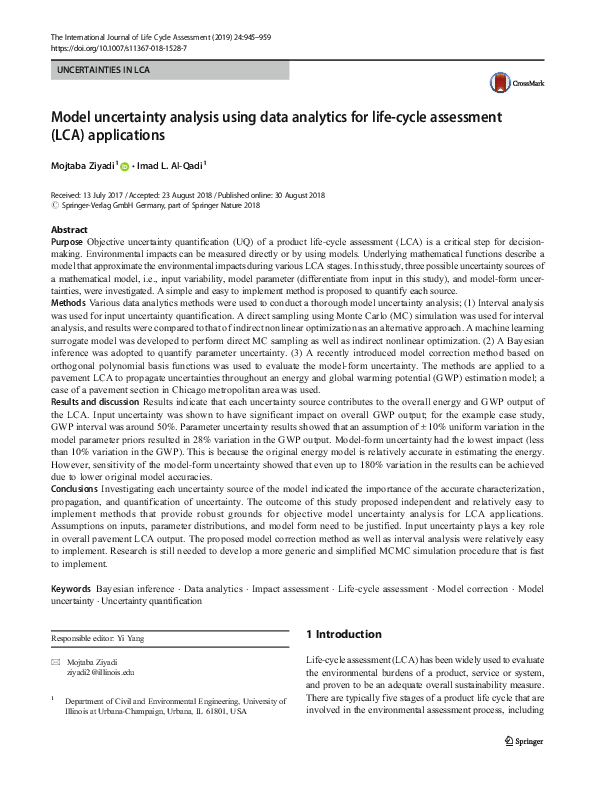 (PDF) Model uncertainty analysis using data analytics for life-cycle ...