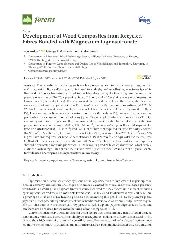 (PDF) Development of Wood Composites from Recycled Fibres Bonded with ...
