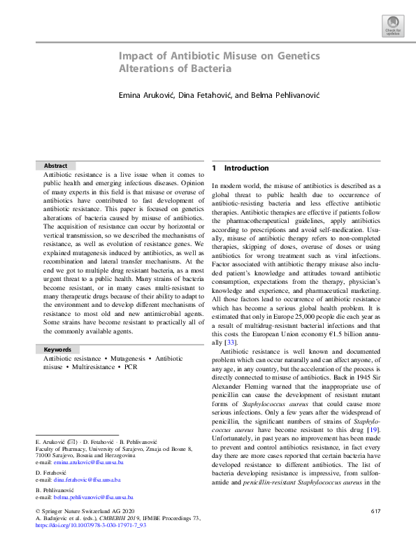 (PDF) Impact of Antibiotic Misuse on GeneticsAlterations of Bacteria