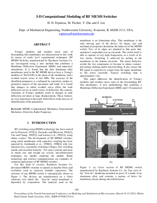 (PDF) -D Computational Modeling of RF MEMS Switches