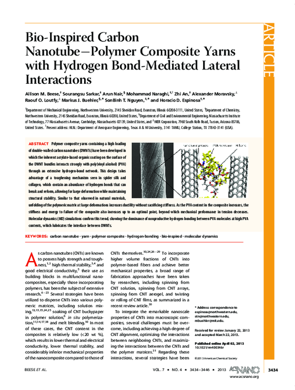 (PDF) Bio Inspired Carbon Nanotube Polymer Composite Yarns with ...