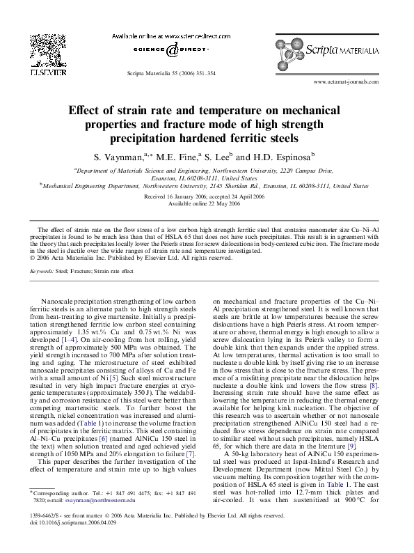 (PDF) Effect of strain rate and temperature on mechanical properties ...