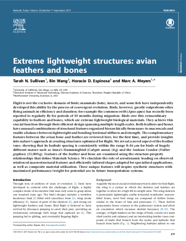 Pdf Extreme Lightweight Structures Avian Feathers And Bones Pdf Extreme Lightweight Structures Avian Feathers And Bones