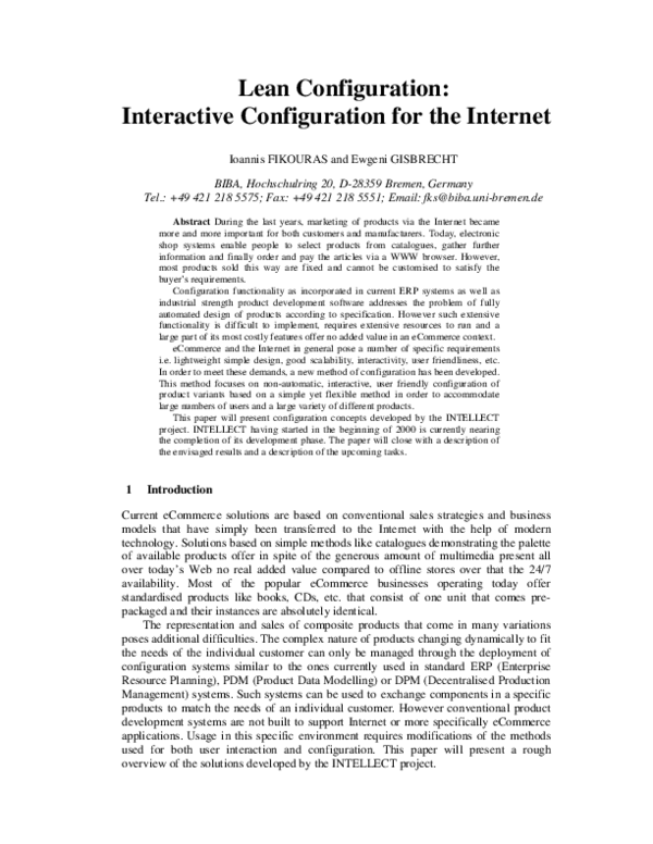 (PDF) Lean Configuration: Interactive Configuration for the Internet