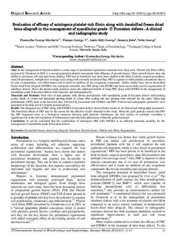 (PDF) Evaluation of efficacy of autologous platelet-rich fibrin along ...