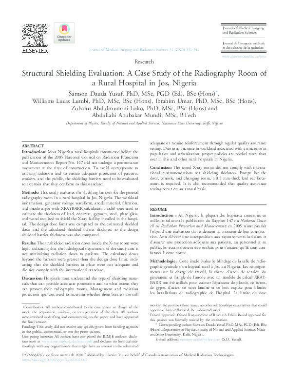 (PDF) Structural Shielding Evaluation: A Case Study of the Radiography ...