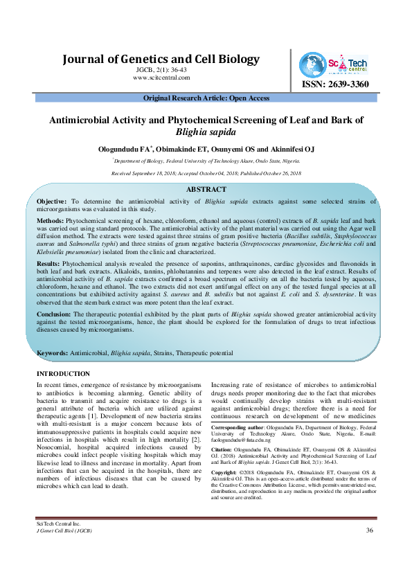 (PDF) Antimicrobial Activity and Phytochemical Screening of Leaf and ...