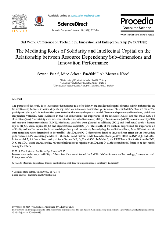 (PDF) The Mediating Roles of Solidarity and Intellectual Capital on the ...