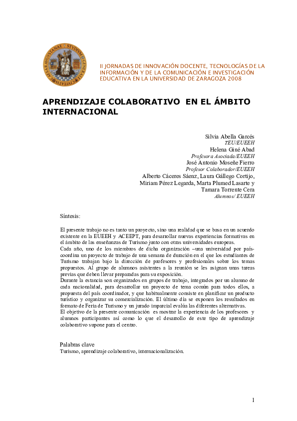 (PDF) Aprendizaje colaborativo en el ámbito internacional