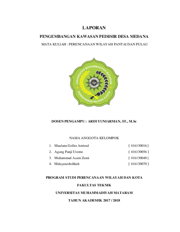 (PDF) LAPORAN PENGEMBANGAN KAWASAN PEISISIR DESA MEDANA | agung panji
