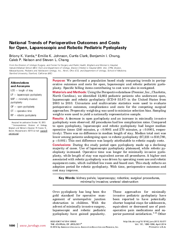 (PDF) National Trends of Perioperative Outcomes and Costs for Open ...