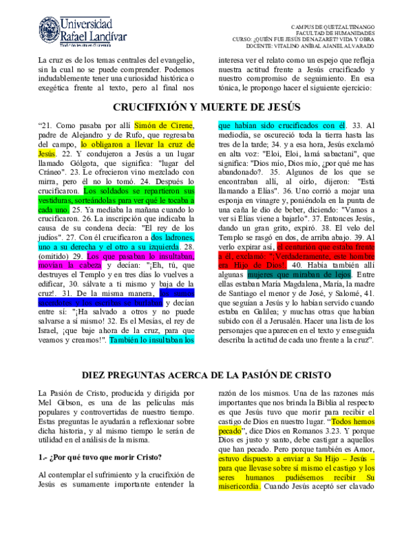 (DOC) DIEZ PREGUNTAS ACERCA DE LA PASIÓN DE CRISTO CAMPUS DE ...
