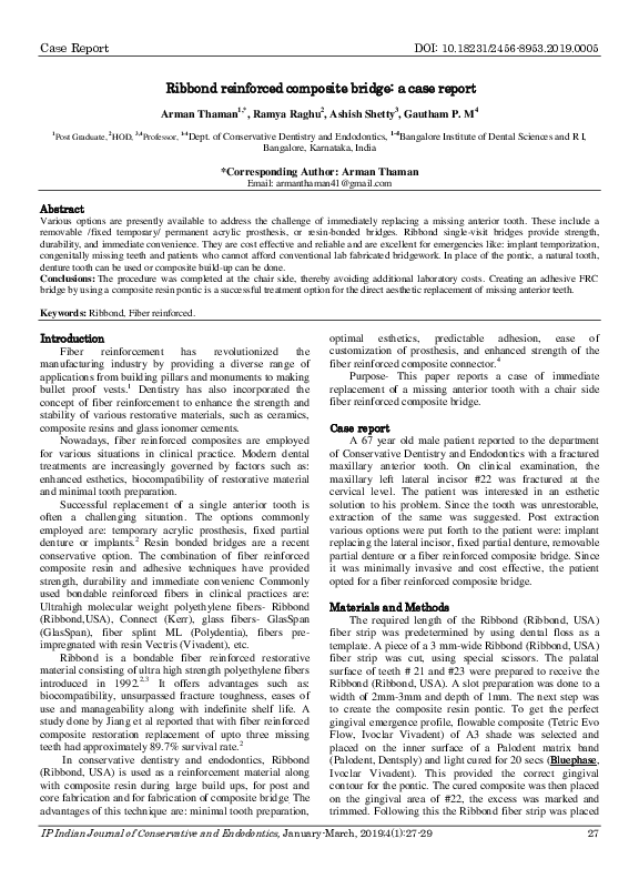 (PDF) Ribbond reinforced composite bridge: a case report