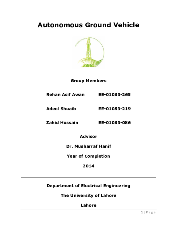(PDF) Autonomous Ground Vehicle Rehan Asif Academia.edu