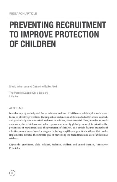 (PDF) PREVENTING RECRUITMENT TO IMPROVE PROTECTION OF CHILDREN