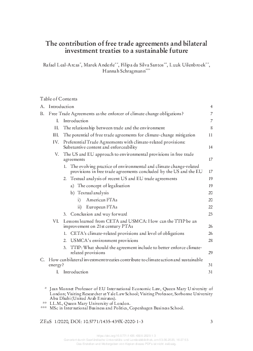 (PDF) The contribution of free trade agreements and bilateral ...