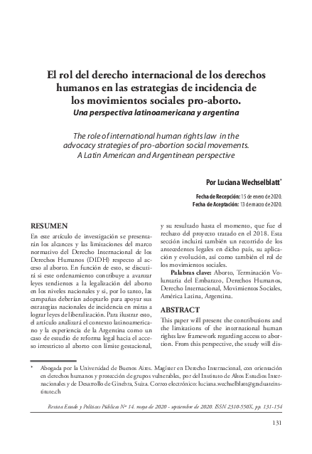 (PDF) El rol del derecho internacional de los derechos humanos en las ...