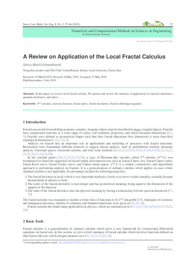 (PDF) A Review on Application of the Local Fractal Calculus