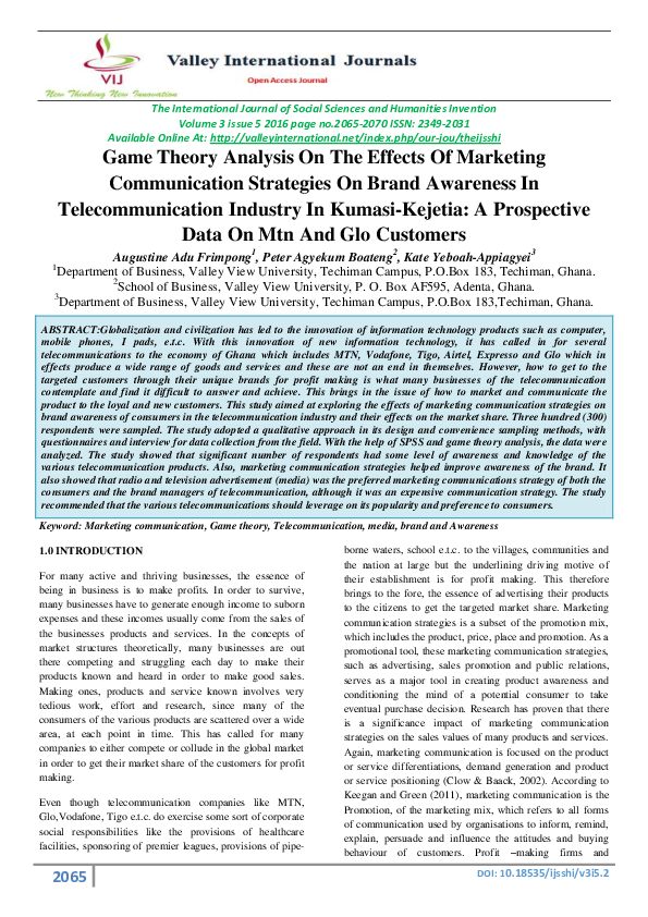 (PDF) Game theory analysis on the effects of marketing communication ...