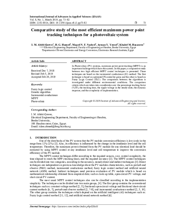 (PDF) Comparative study of the most efficient maximum power point ...