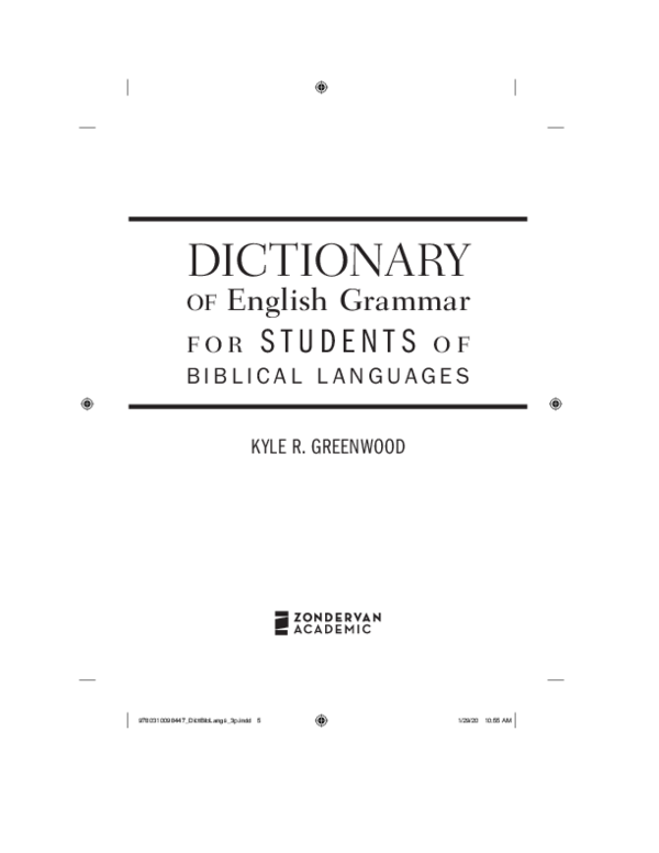 (PDF) Dictionary of English Grammar for Students of Biblical Languages