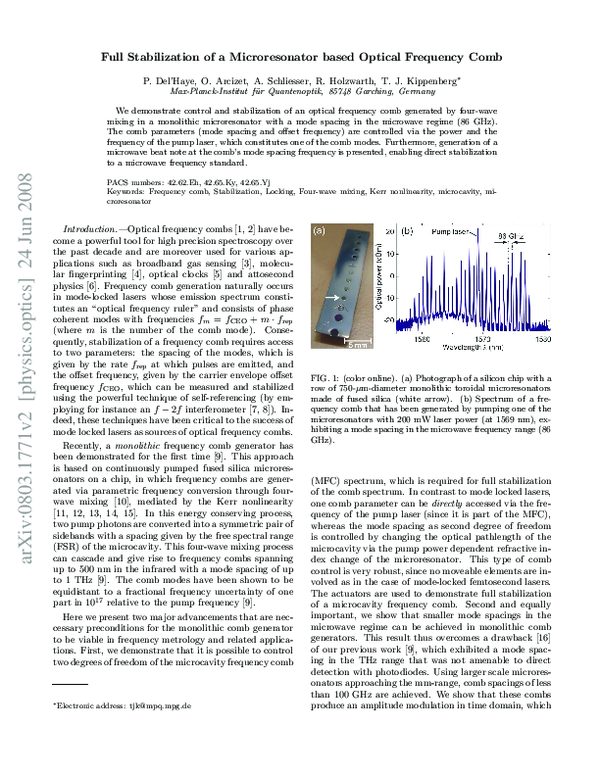(PDF) Full Stabilization of a Microresonator-Based Optical Frequency Comb
