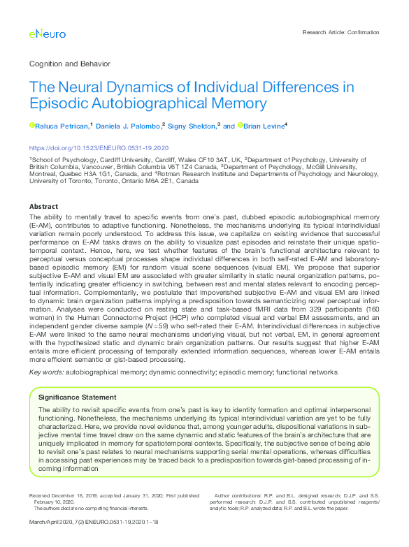 (PDF) The Neural Dynamics of Individual Differences in Episodic ...