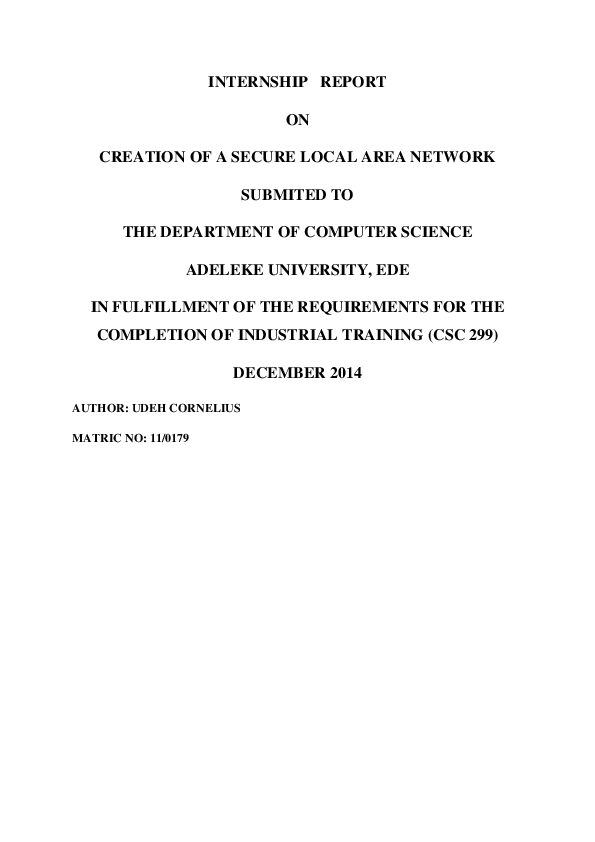(PDF) INTERNSHIP REPORT ON CREATION OF A SECURE LOCAL AREA NETWORK