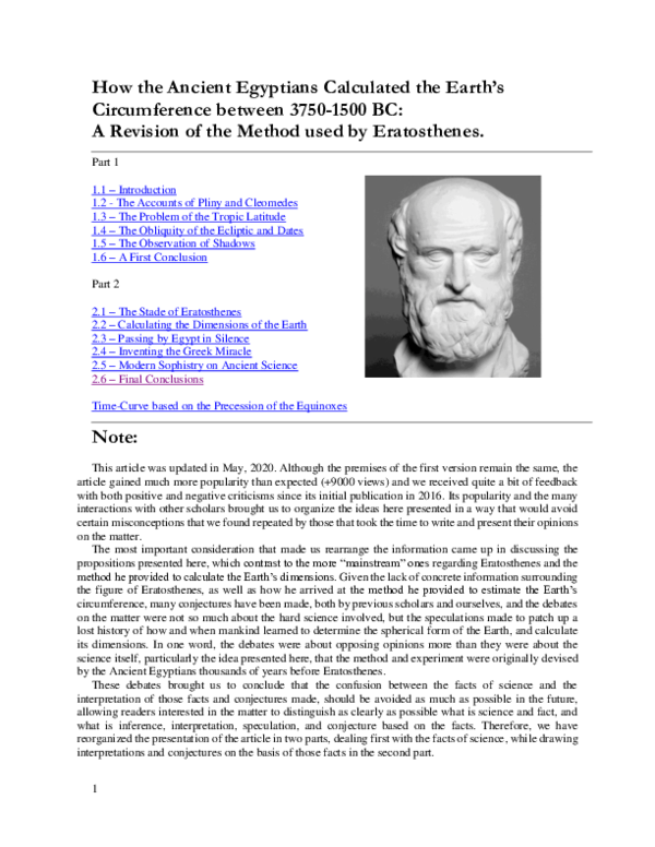 (PDF) How the Ancient Egyptians had Calculated the Earth's ...